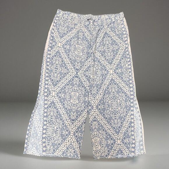 Eloquii Pants - Eloquii Pants 20 Womens Pull On Cropped Palazzo Cruise Coastal Flowy